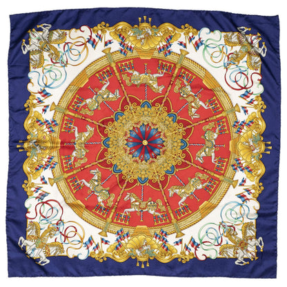 Hermes Scarf Royal Blue Red Gold Silk — view 2