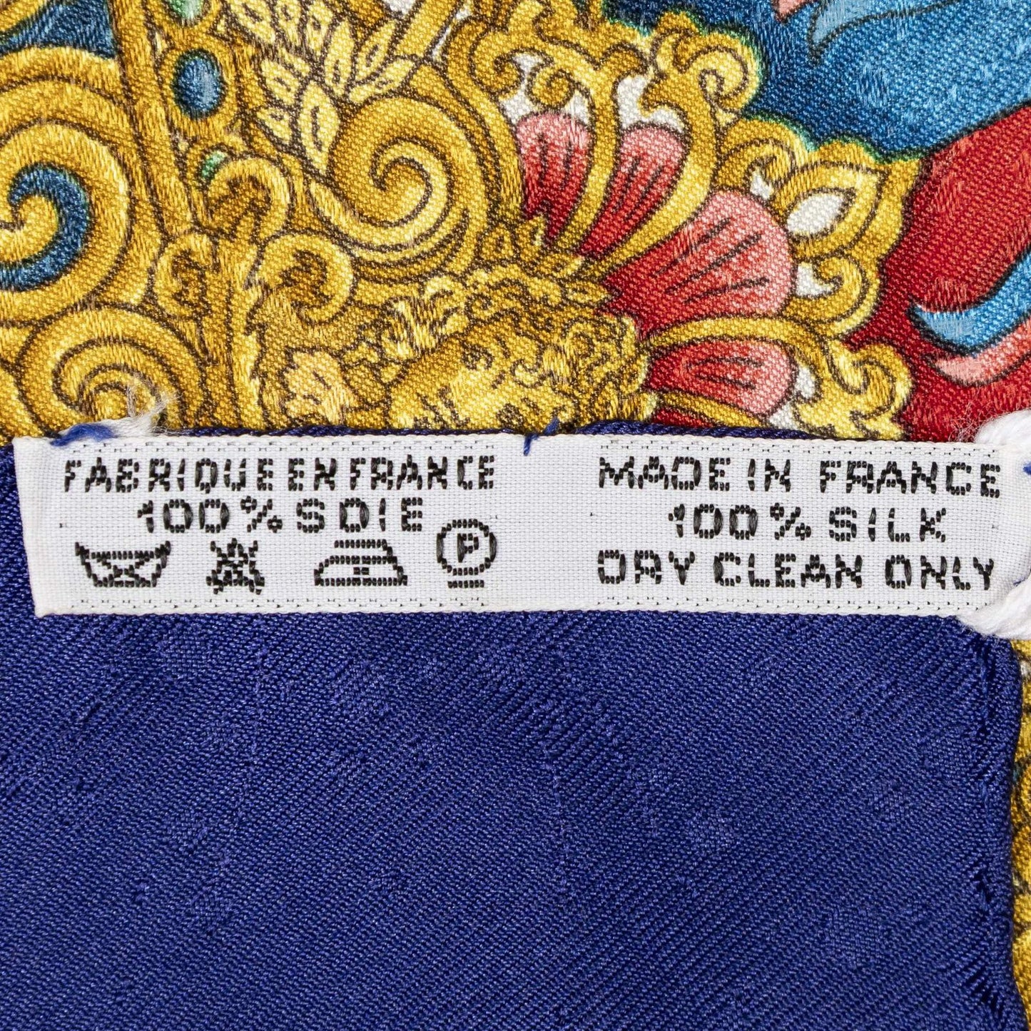 Hermes Scarf Royal Blue Red Gold Silk — view 5