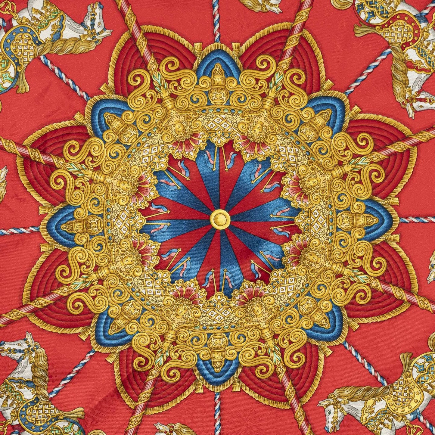 Hermes Scarf Royal Blue Red Gold Silk — view 3