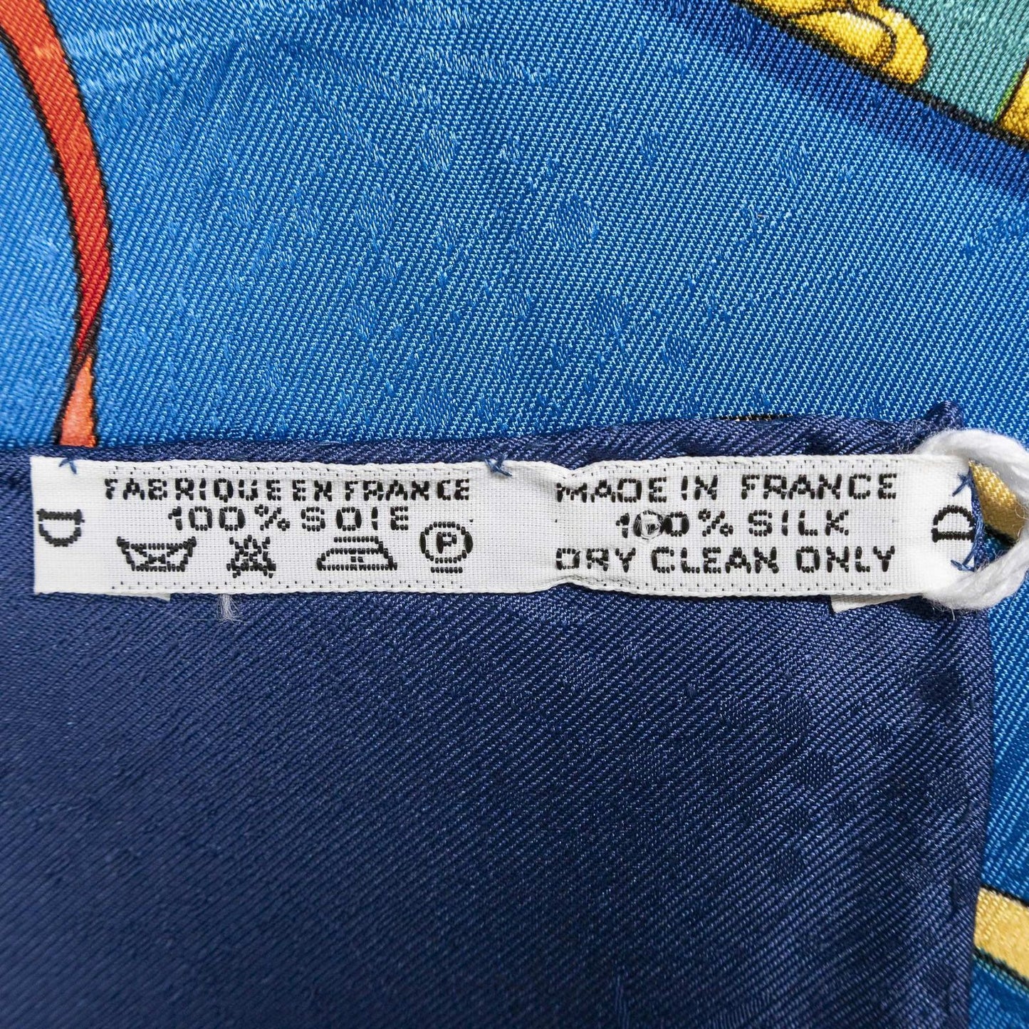 Hermes Scarf Navy Yellow Red 100% Silk — view 5