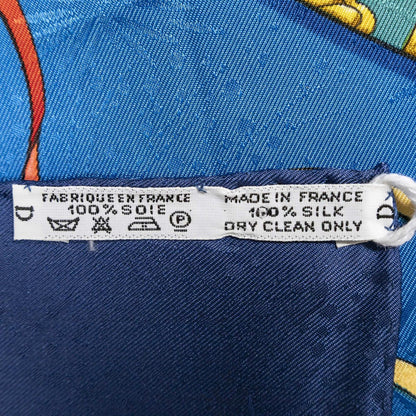 Hermes Scarf Navy Yellow Red 100% Silk — view 5