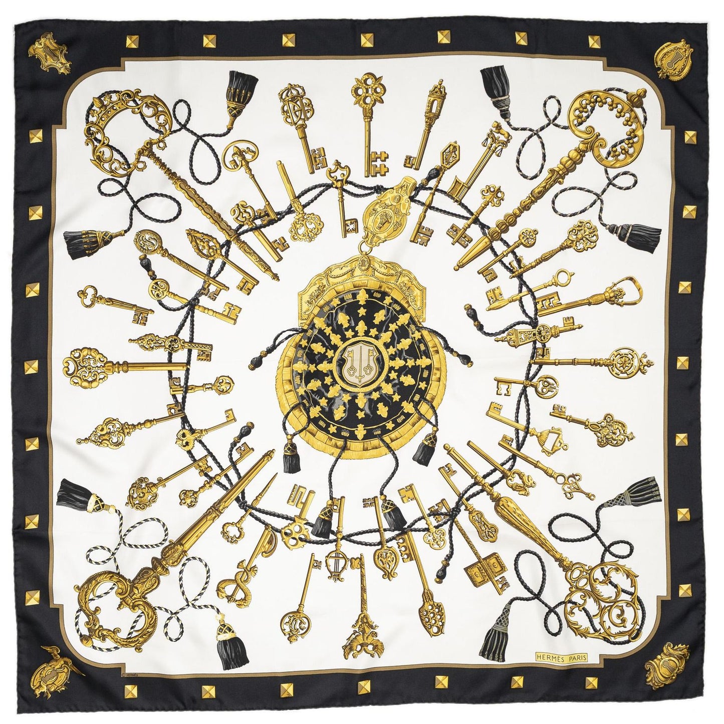 Hermes Scarf Black White 100% Twillsilk — view 2