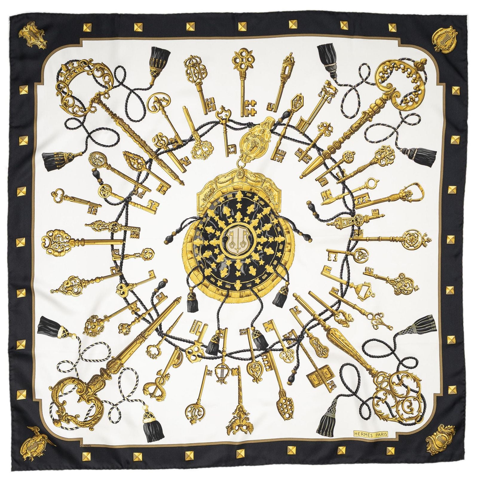 Hermes Scarf Black White 100% Twillsilk — view 2