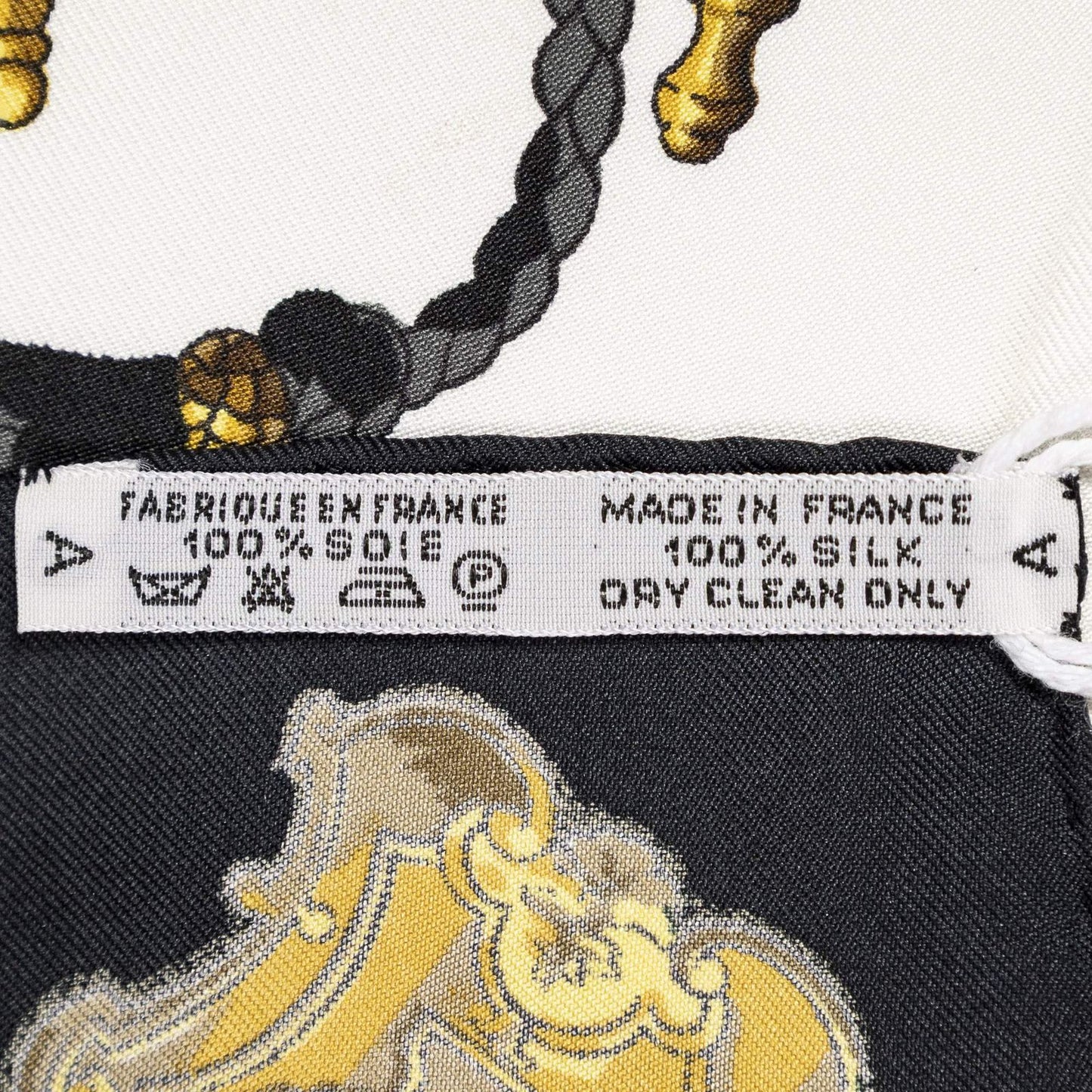 Hermes Scarf Black White 100% Twillsilk — view 5
