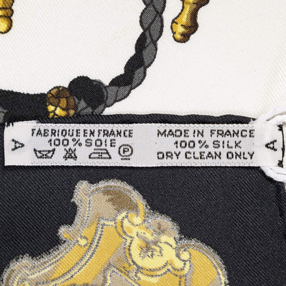 Hermes Scarf Black White 100% Twillsilk — view 5
