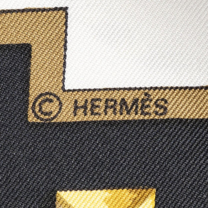 Hermes Scarf Black White 100% Twillsilk — view 4