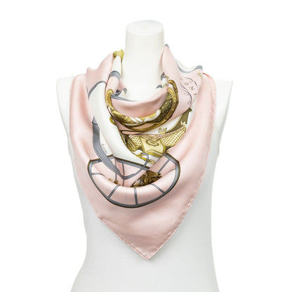 Hermes Scarf Lightpink Green Twillsilk