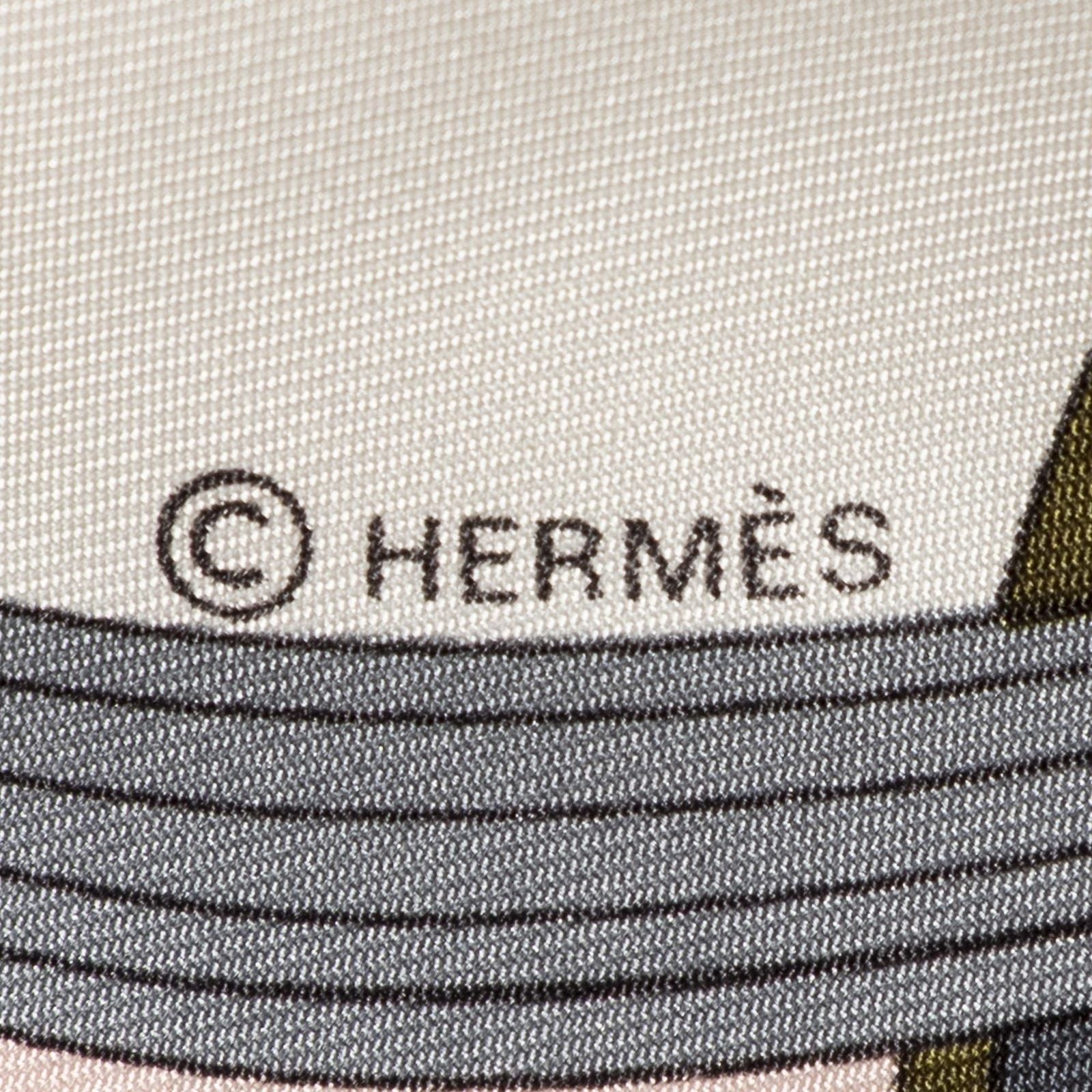 Hermes Scarf Lightpink Green Twillsilk — view 4