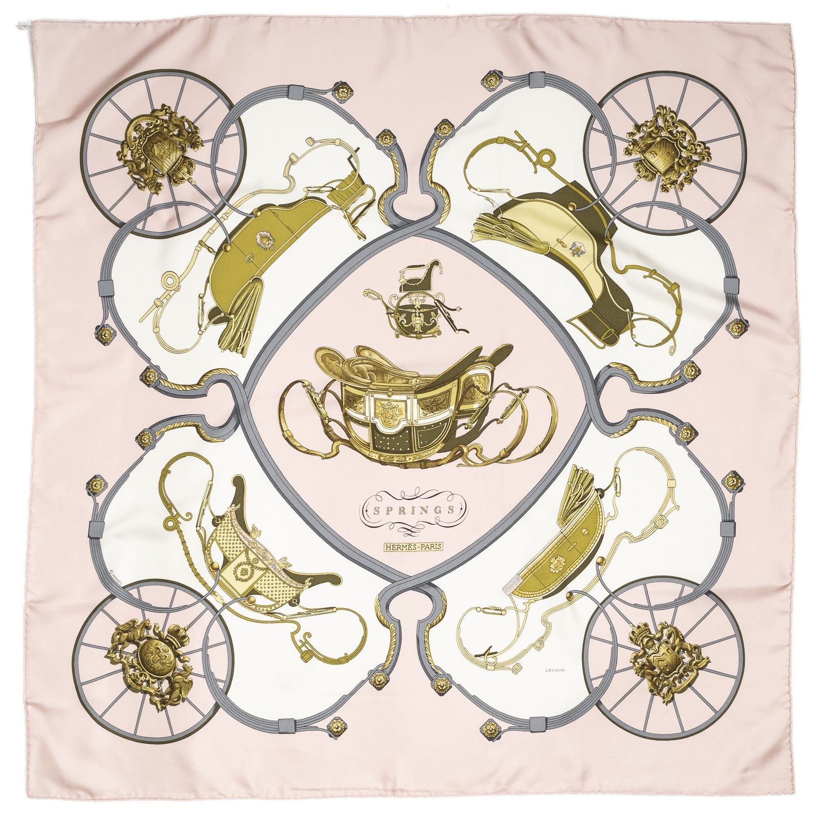 Hermes Scarf Lightpink Green Twillsilk — view 2