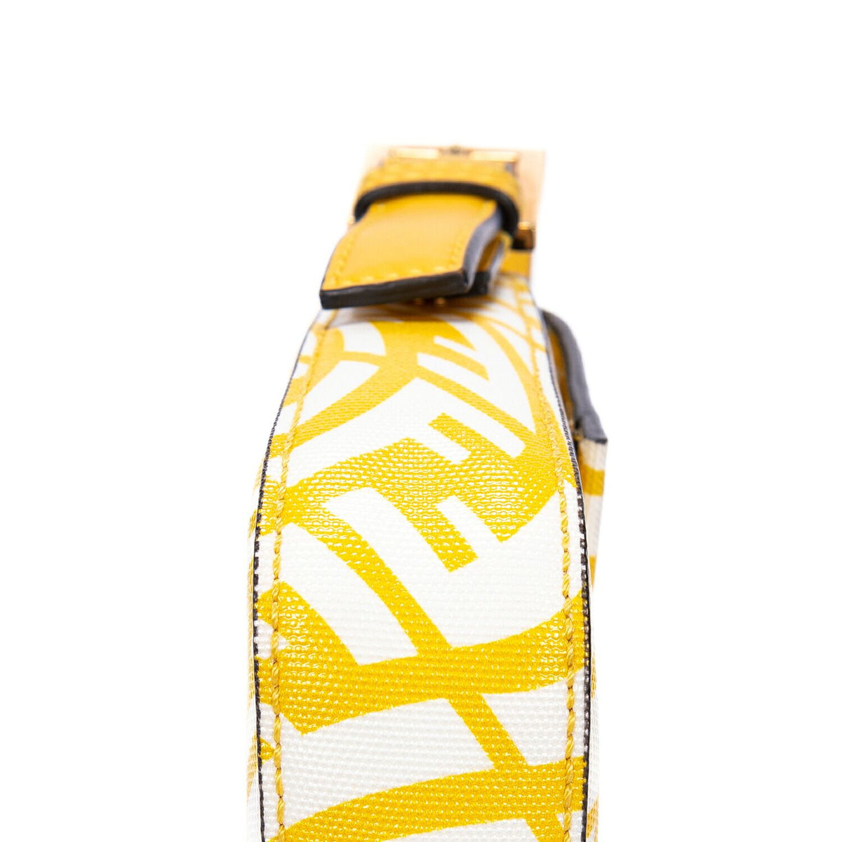 Fendi White Yellow Embossed FF Fabric Canvas Shoulder Bag — view 8