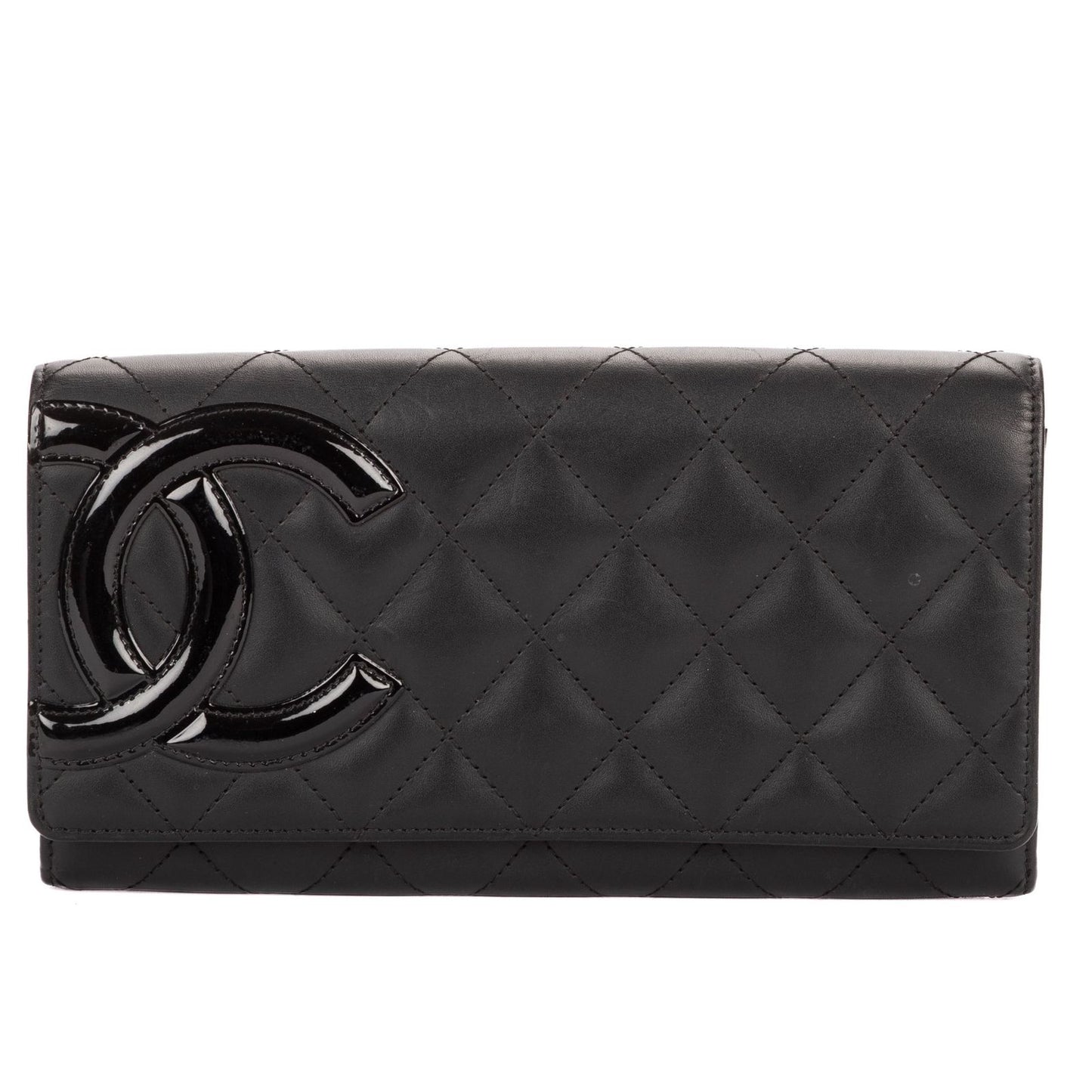 Chanel Cambon Ligne Bifold Wallet Black Quilted Lambskin Leather