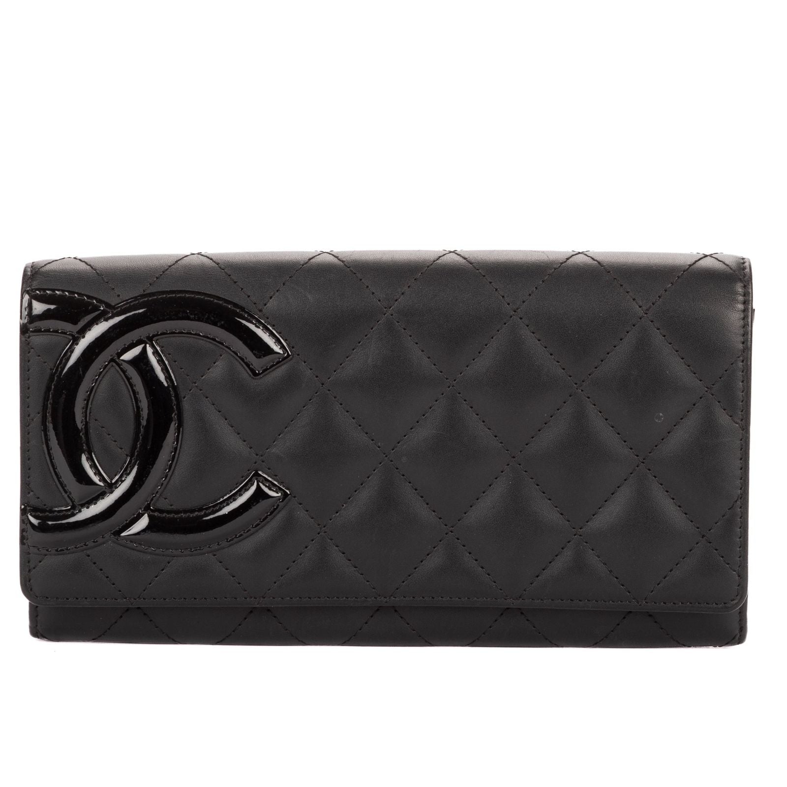Chanel Cambon Ligne Bifold Wallet Black Quilted Lambskin Leather