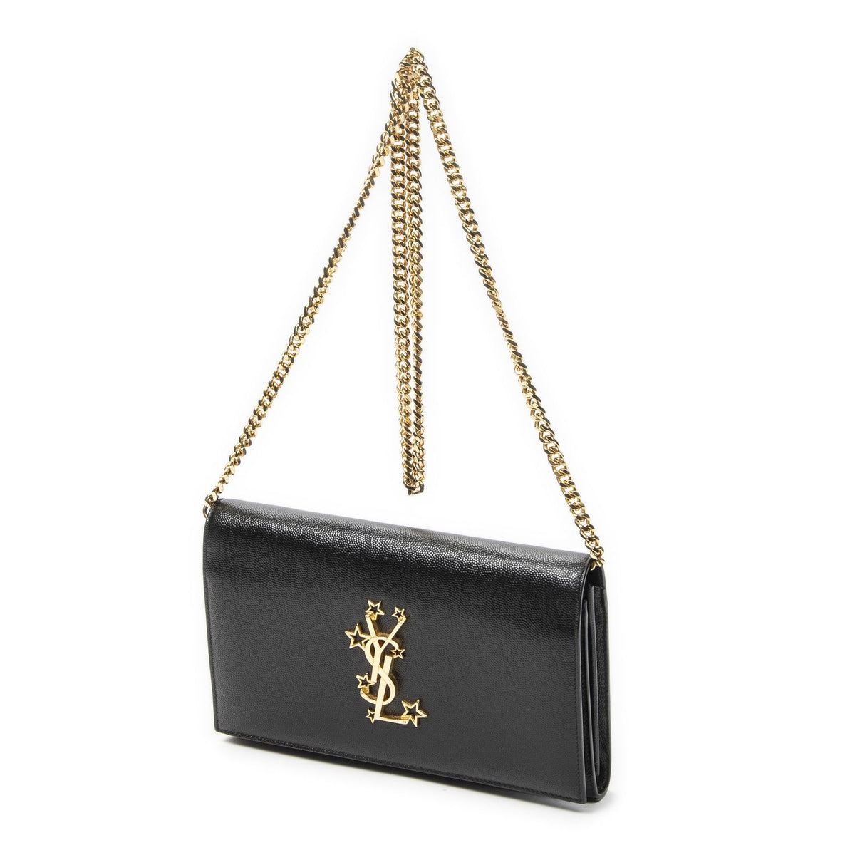 Saint Laurent Star Kate Chain Black Gray Dollar Leather Shoulder Bag — view 2