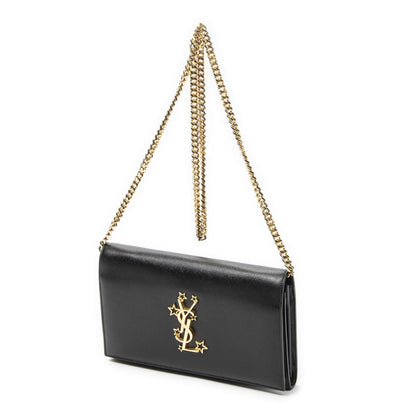 Saint Laurent Star Kate Chain Black Gray Dollar Leather Shoulder Bag — view 2