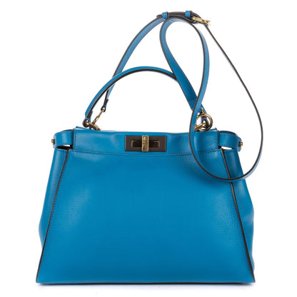 Fendi Peekaboo Blue Selleria Leather Shoulder Bag