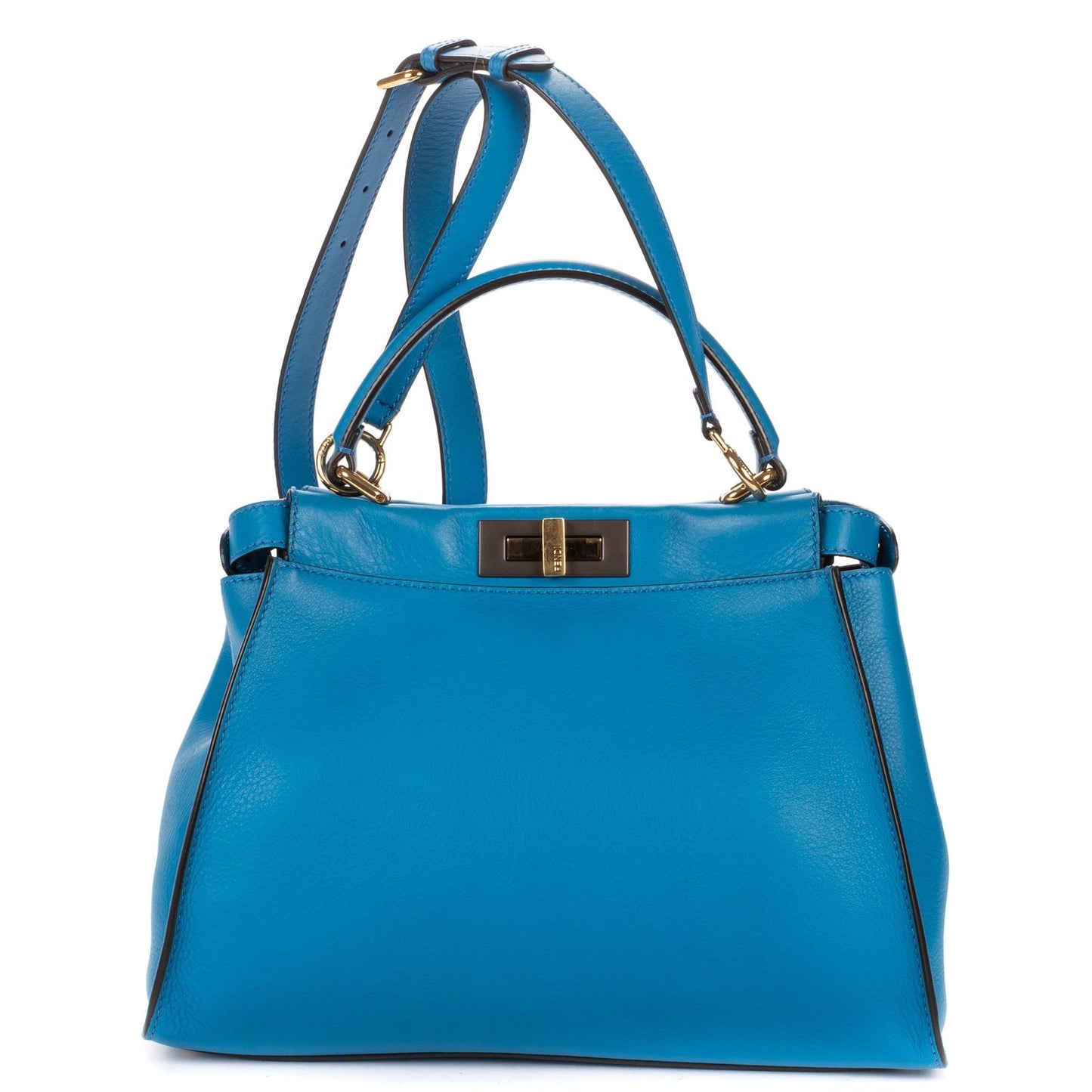 Fendi Peekaboo Blue Selleria Leather Shoulder Bag — view 5