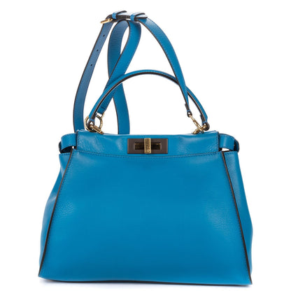 Fendi Peekaboo Blue Selleria Leather Shoulder Bag — view 5