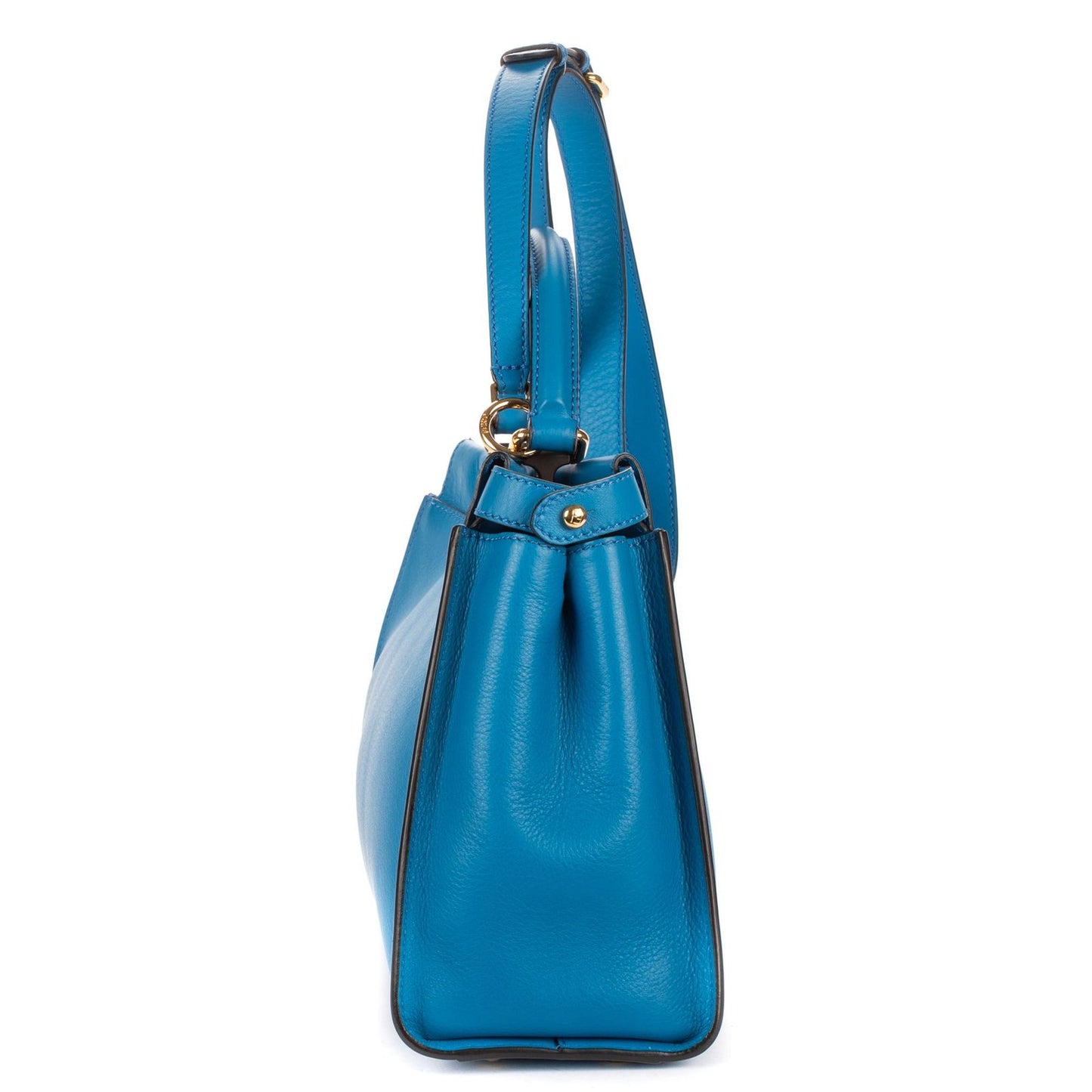 Fendi Peekaboo Blue Selleria Leather Shoulder Bag — view 4