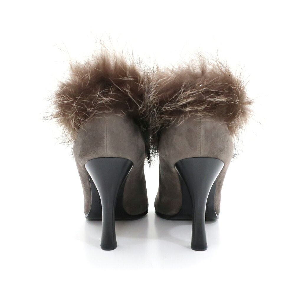 Hermes Heaven Short Boots Suede Fur Gray Brown 36 — view 5