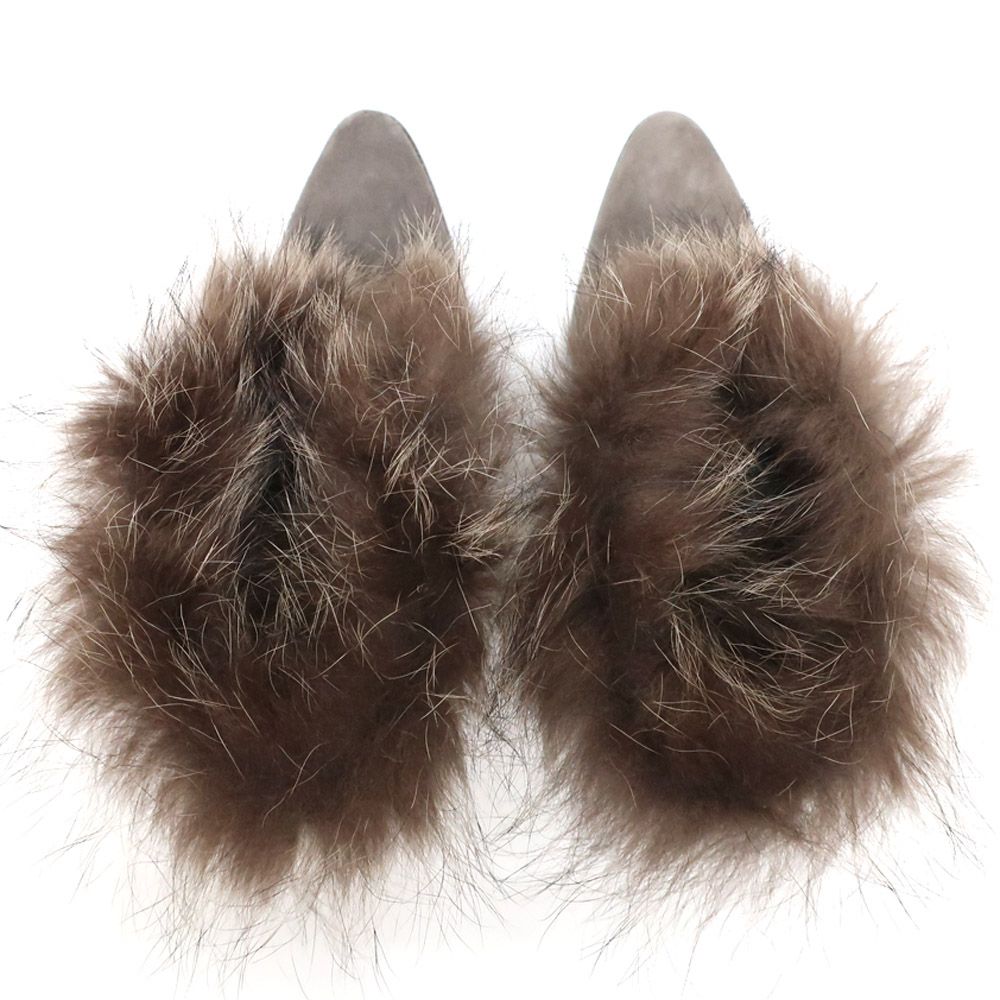 Hermes Heaven Short Boots Suede Fur Gray Brown 36 — view 4