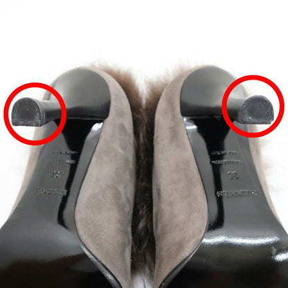 Hermes Heaven Short Boots Suede Fur Gray Brown 36 — view 8