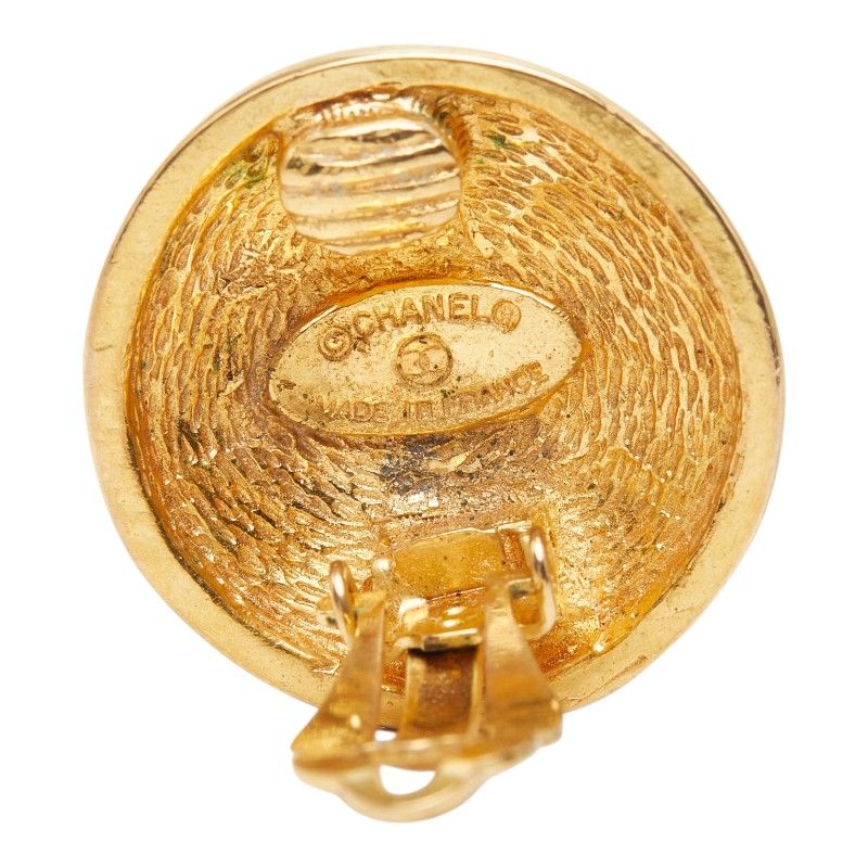 Chanel CC Logo Vintage Round Single Earring Gold Plated — view 3