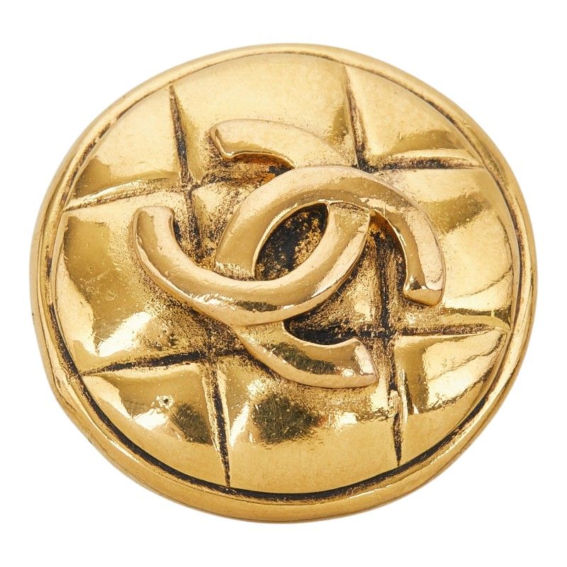 Chanel CC Logo Vintage Round Single Earring Gold Plated