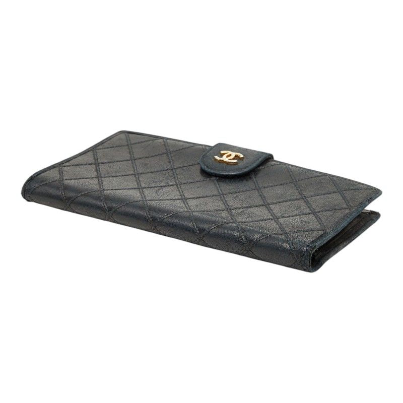 Chanel Picolore Bifold Wallet Kiss Lock Black Gold Leather — view 4