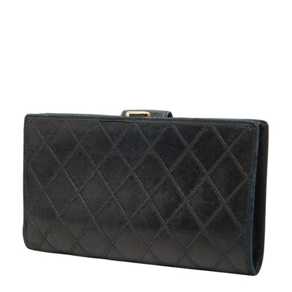 Chanel Picolore Bifold Wallet Kiss Lock Black Gold Leather — view 2