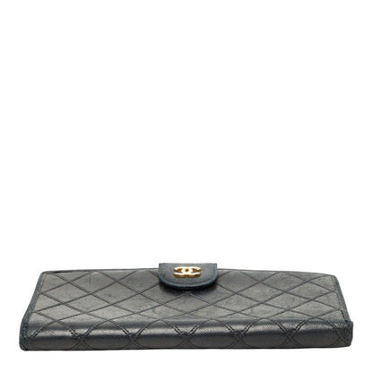Chanel Picolore Bifold Wallet Kiss Lock Black Gold Leather — view 3