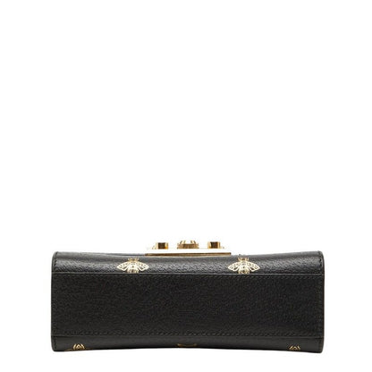 Gucci Padlock Star Hachi Bee Chain Shoulder Bag Crossbody Black Gold Leather — view 3