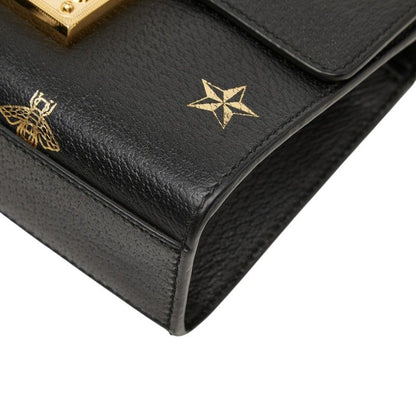 Gucci Padlock Star Hachi Bee Chain Shoulder Bag Crossbody Black Gold Leather — view 5