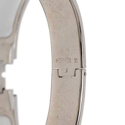 Hermes Clic H PM Bracelet Bangle Silver White Metal Enamel — view 6
