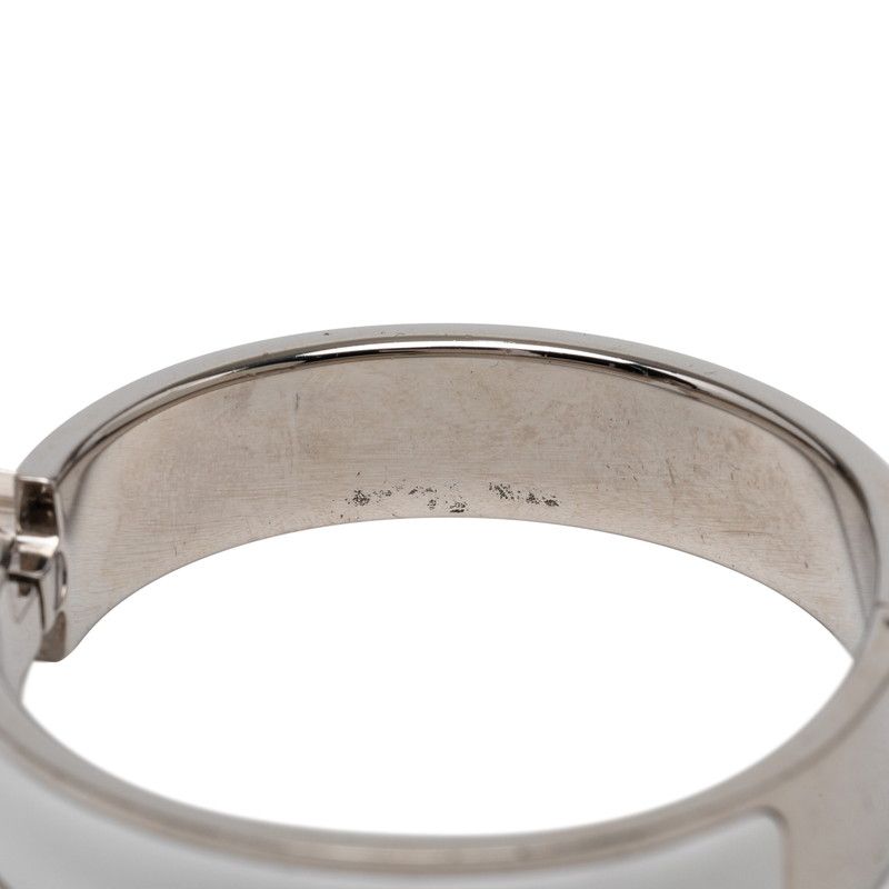 Hermes Clic H PM Bracelet Bangle Silver White Metal Enamel — view 5