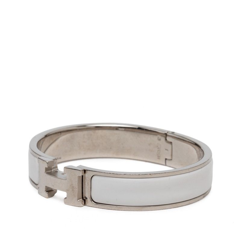Hermes Clic H PM Bracelet Bangle Silver White Metal Enamel — view 2