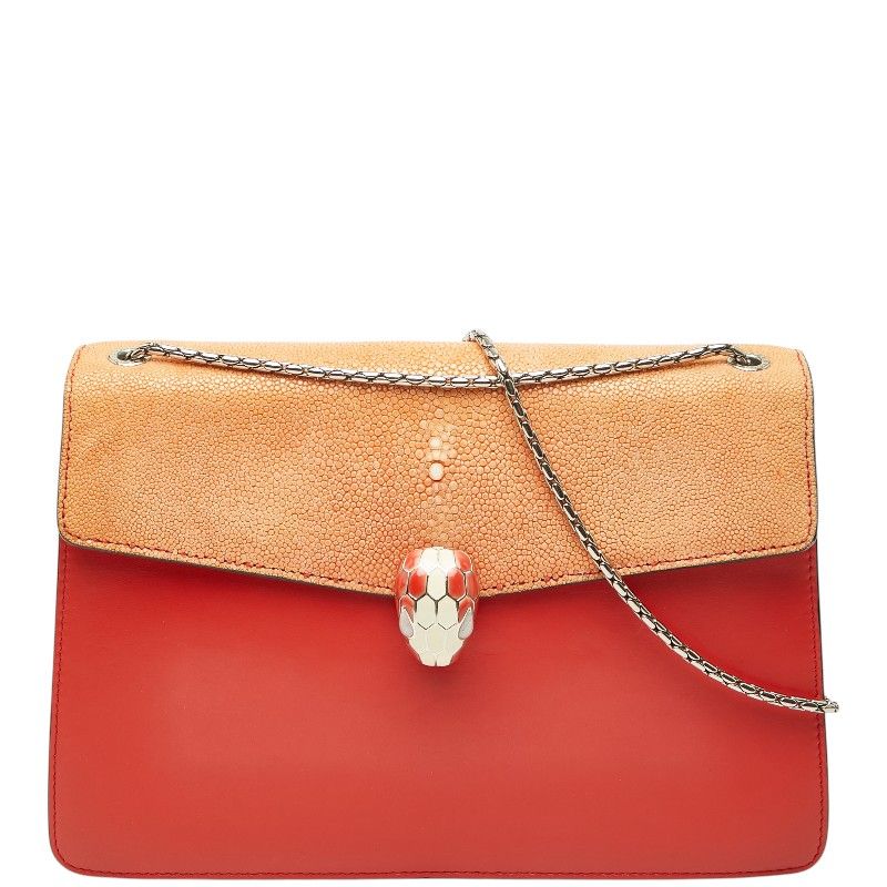 Bvlgari Serpenti Forever Shoulder Bag Orange Leather