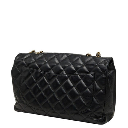 Chanel CC Logo Maxi Quilted 30 Single Flap Chain Shoulder Bag Black Gold — view 2
