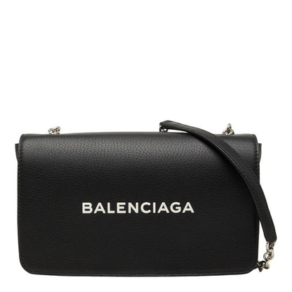 Balenciaga Everyday Chain Wallet Shoulder Bag Black Leather