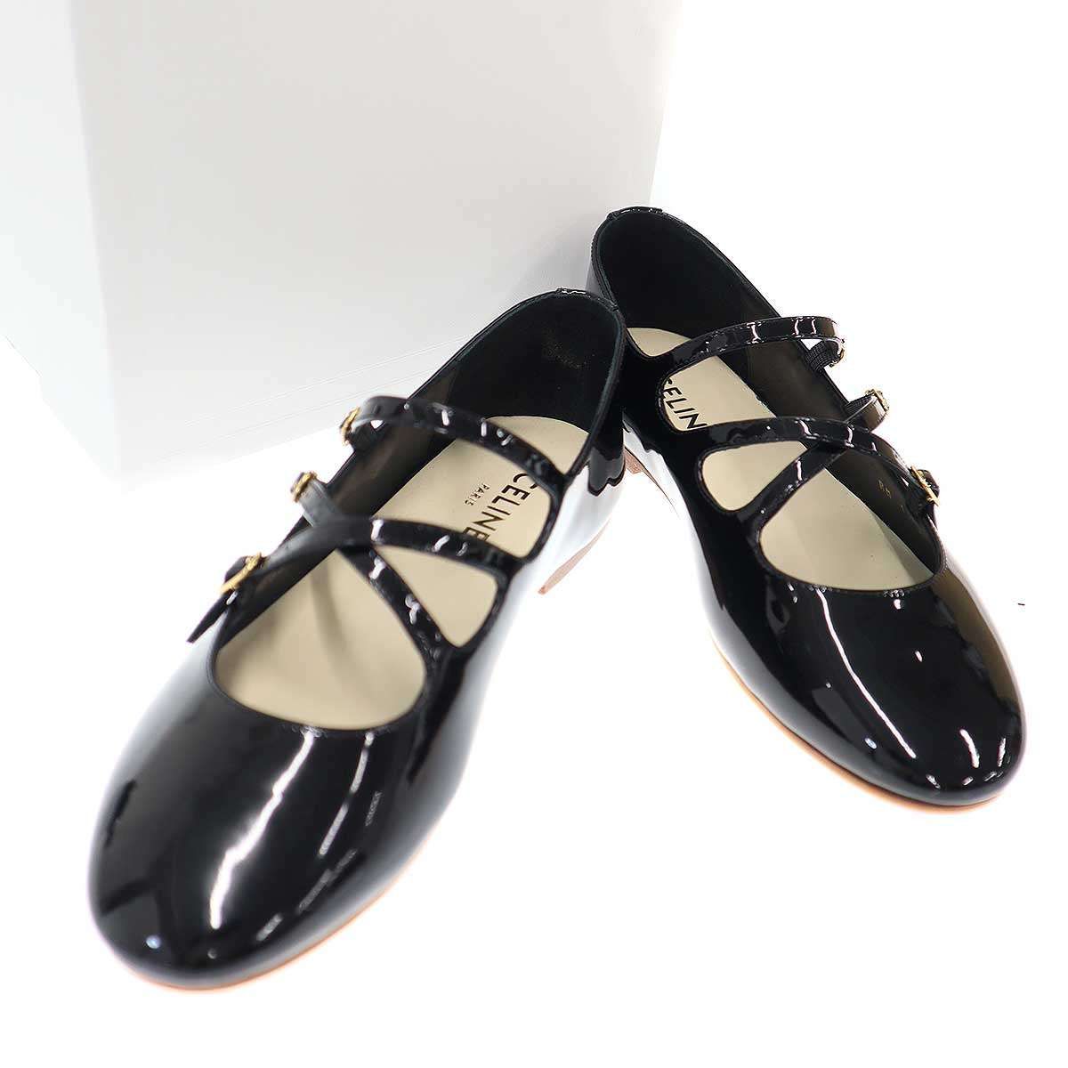 Celine Criss Cross Baby Zuballerina Flat Shoes Black