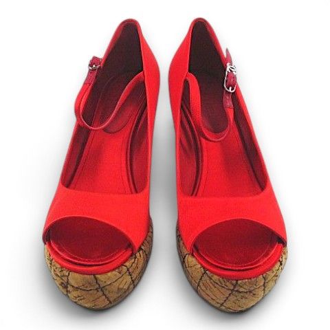 Chanel Satin Cork Wedge Sandals CC Logo — view 4