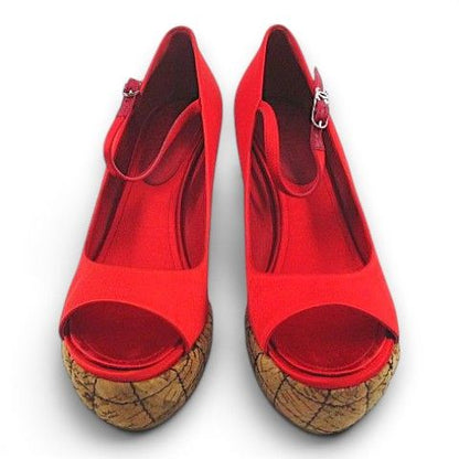 Chanel Satin Cork Wedge Sandals CC Logo — view 4