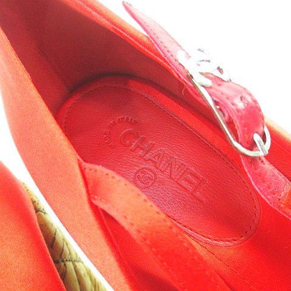 Chanel Satin Cork Wedge Sandals CC Logo — view 6