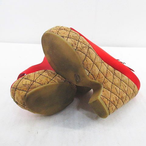 Chanel Satin Cork Wedge Sandals CC Logo — view 7