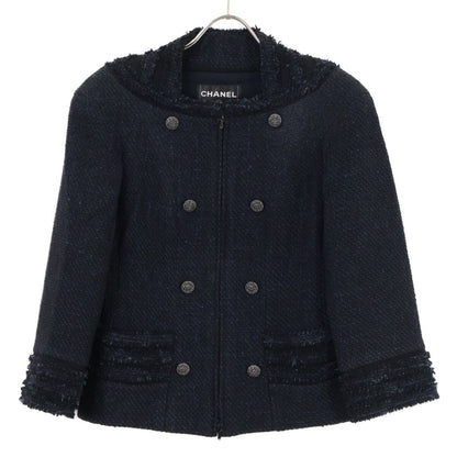Chanel CC Logo Button Tweed Zip Up Jacket Skirt Set 36 — view 2