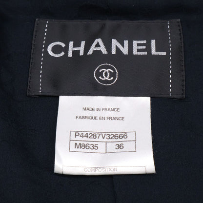 Chanel CC Logo Button Tweed Zip Up Jacket Skirt Set 36 — view 7