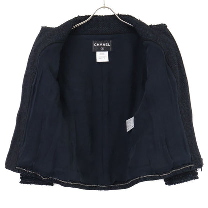 Chanel CC Logo Button Tweed Zip Up Jacket Skirt Set 36 — view 4