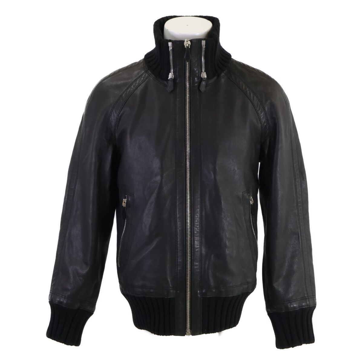 Hermes Zip Up Leather Jacket 46