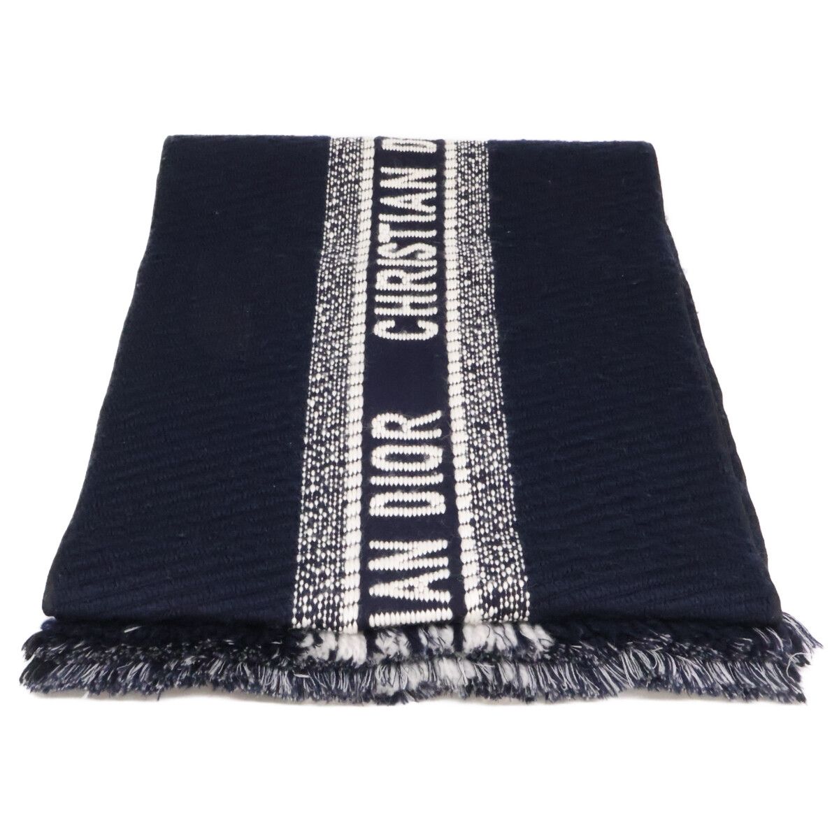 Dior Oblique Logo Embroidery Wool Silk Scarf — view 3
