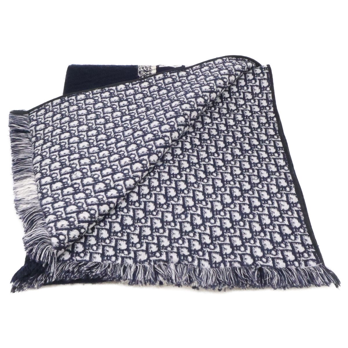 Dior Oblique Logo Embroidery Wool Silk Scarf — view 4