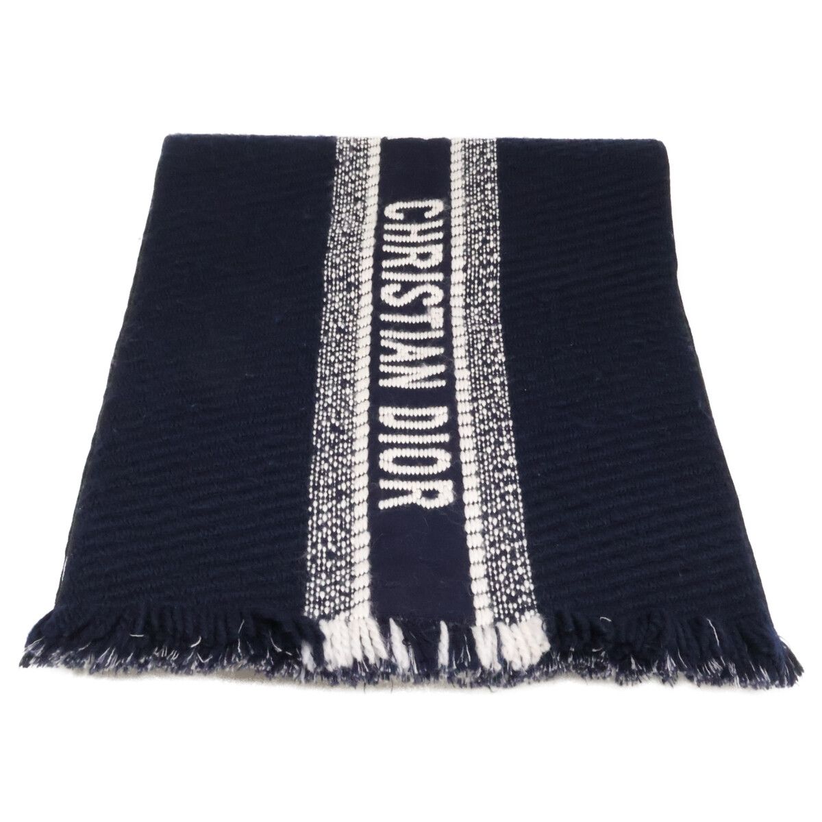 Dior Oblique Logo Embroidery Wool Silk Scarf — view 2
